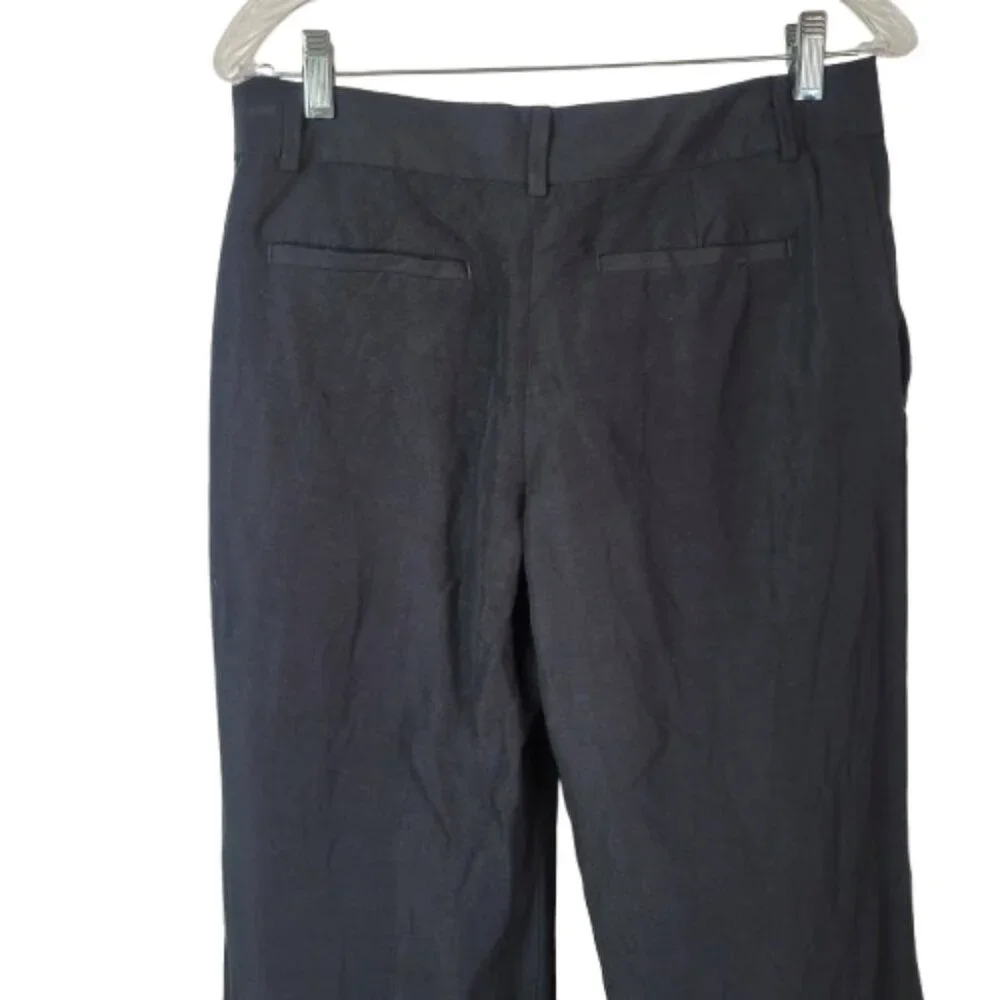 Banana Republic Linen Wide Leg Pants Black